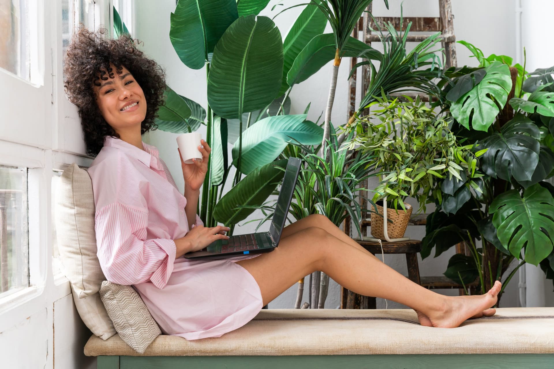 Woman relaxing at home.